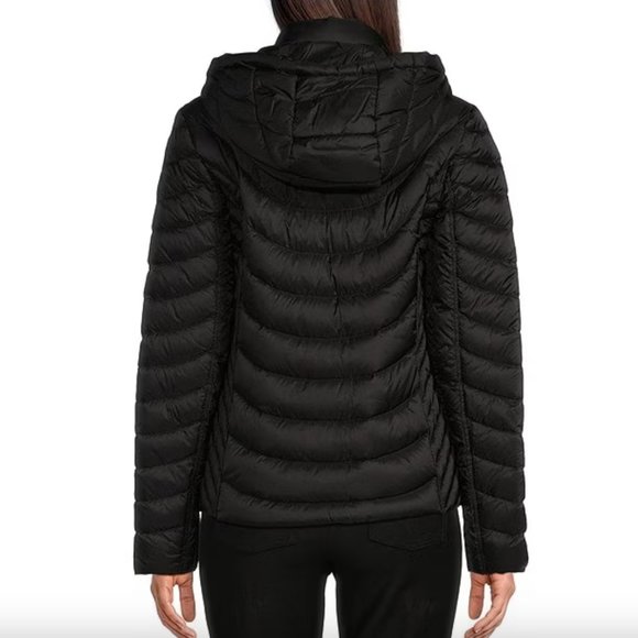 MICHAEL Michael Kors Packable Hooded Curve Down Quilted Coat Navy Size S - Picture 3 of 16